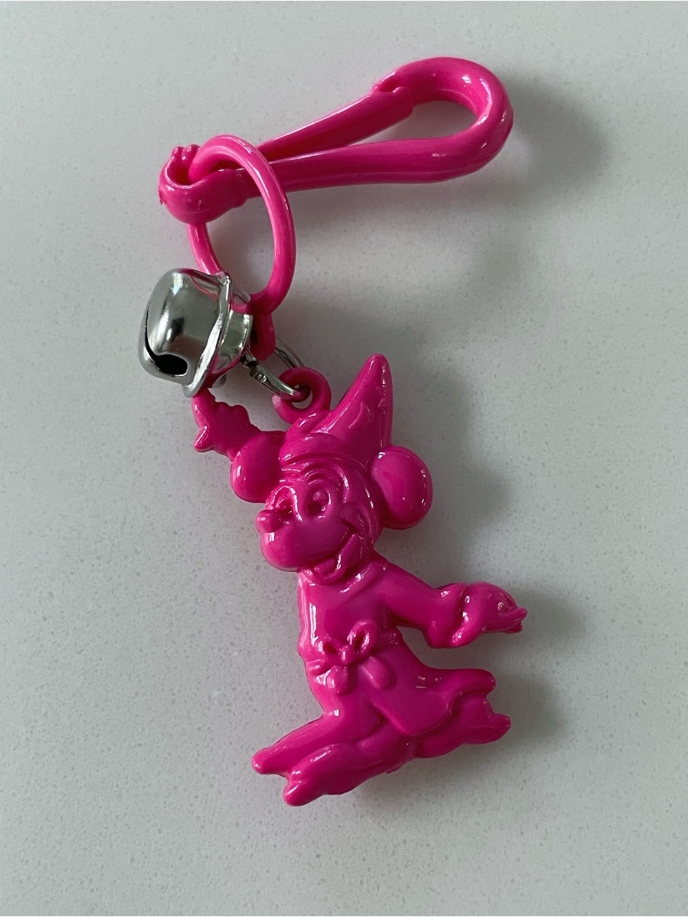 Vintage 1980s Pink Disney Sorcerer Mickey Mouse Plastic Bell Charm